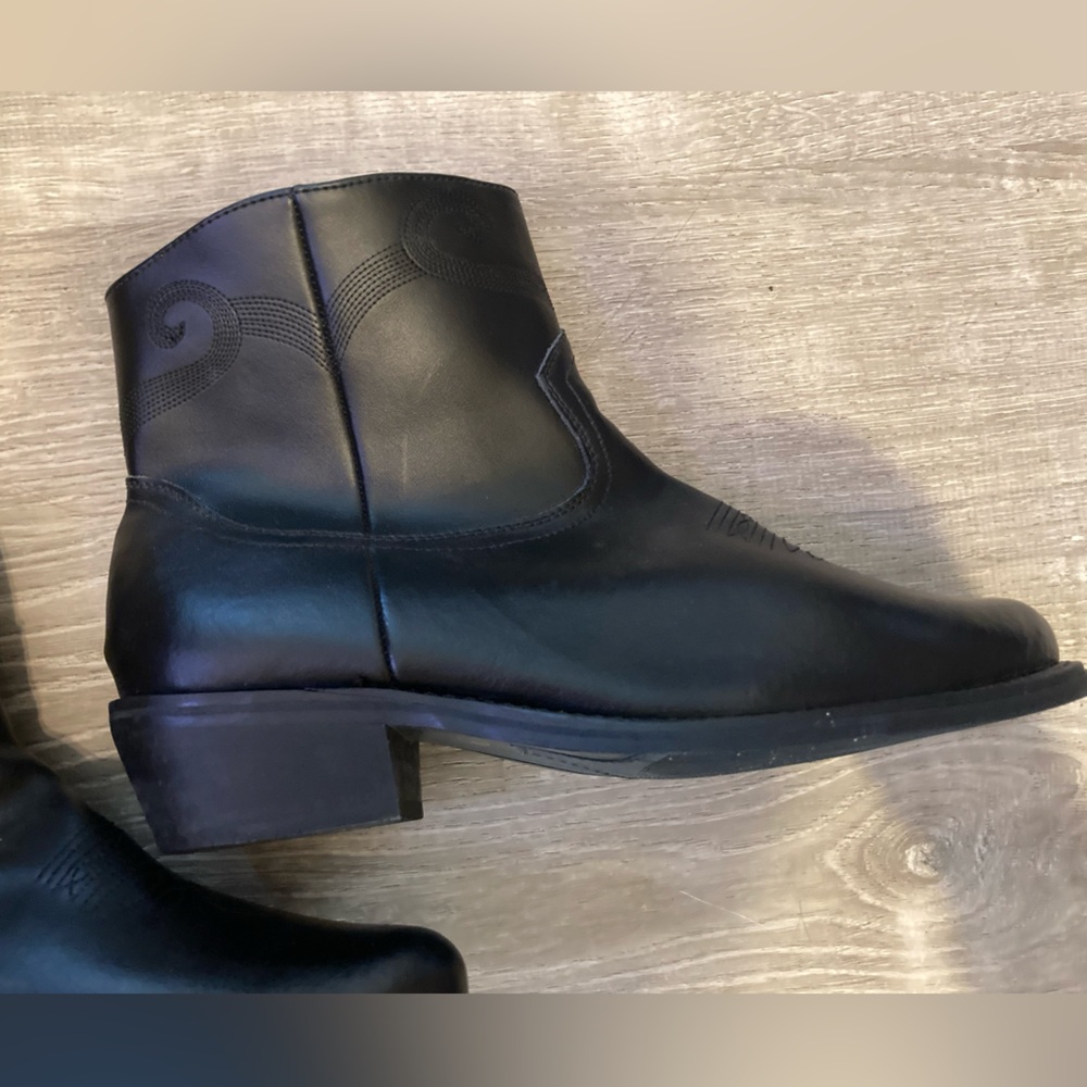 Saddle Tramp Men's Black Western Cowboy Ankle Leather Zip Boots 12W - Picture 3 of 8
